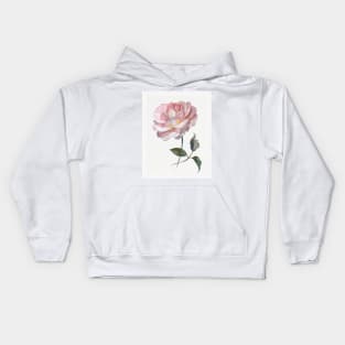 Pink delicate rose hand painted watercolour by Leanne Kids Hoodie